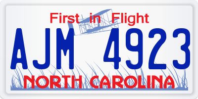 NC license plate AJM4923