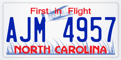 NC license plate AJM4957