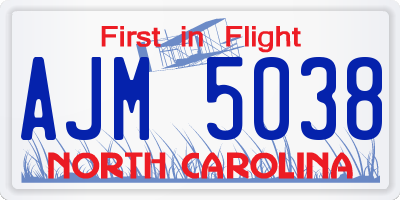 NC license plate AJM5038