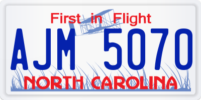 NC license plate AJM5070