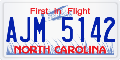 NC license plate AJM5142