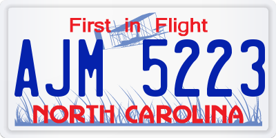 NC license plate AJM5223
