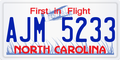 NC license plate AJM5233