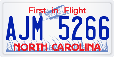 NC license plate AJM5266