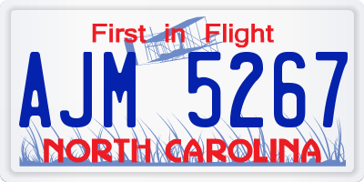 NC license plate AJM5267
