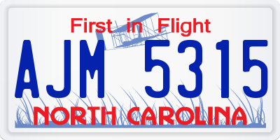 NC license plate AJM5315