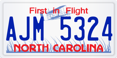 NC license plate AJM5324