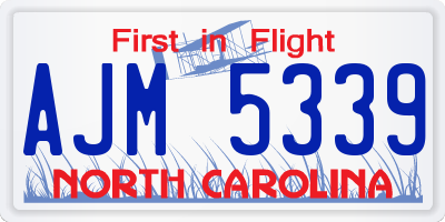 NC license plate AJM5339