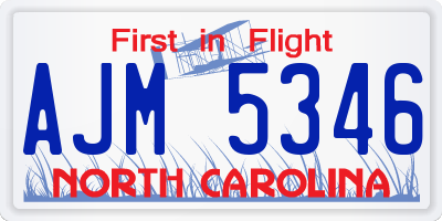 NC license plate AJM5346