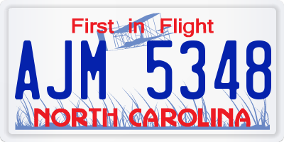 NC license plate AJM5348
