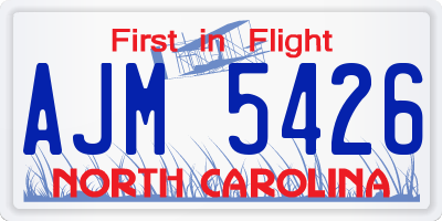 NC license plate AJM5426