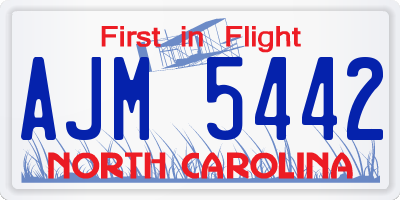 NC license plate AJM5442