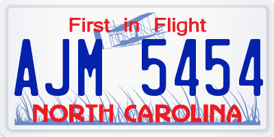 NC license plate AJM5454