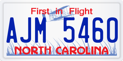 NC license plate AJM5460