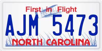 NC license plate AJM5473