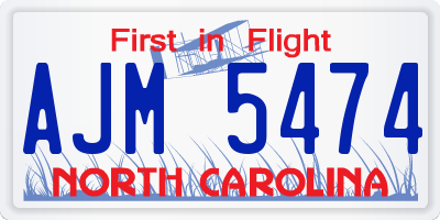 NC license plate AJM5474