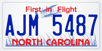 NC license plate AJM5487