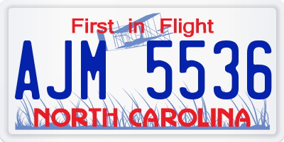NC license plate AJM5536