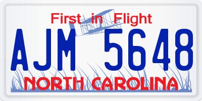 NC license plate AJM5648