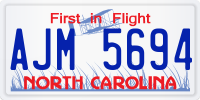 NC license plate AJM5694