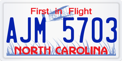 NC license plate AJM5703