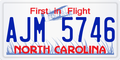 NC license plate AJM5746