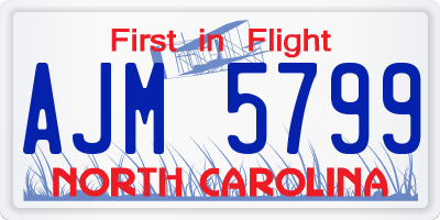 NC license plate AJM5799