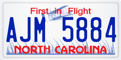 NC license plate AJM5884