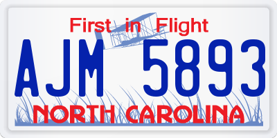 NC license plate AJM5893