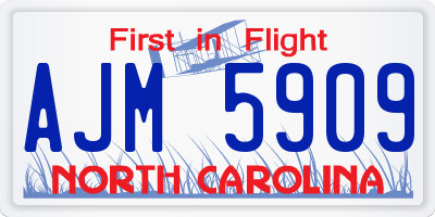 NC license plate AJM5909