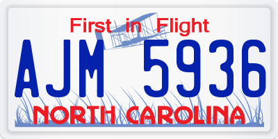 NC license plate AJM5936
