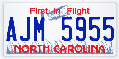 NC license plate AJM5955