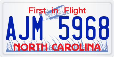 NC license plate AJM5968