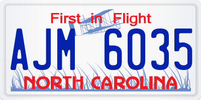 NC license plate AJM6035