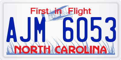 NC license plate AJM6053