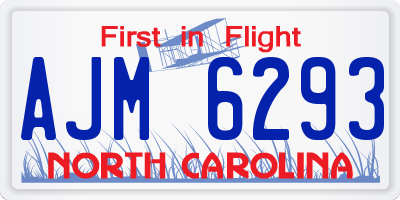 NC license plate AJM6293