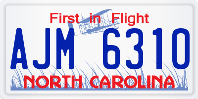 NC license plate AJM6310