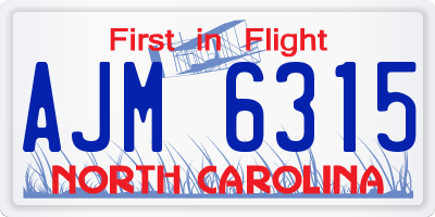 NC license plate AJM6315