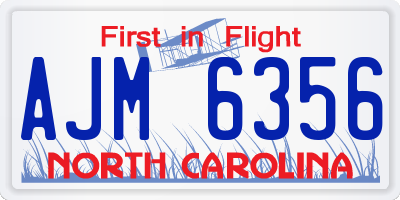 NC license plate AJM6356