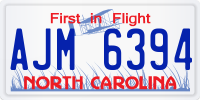 NC license plate AJM6394
