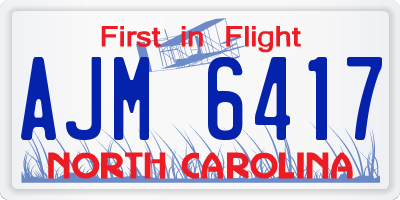 NC license plate AJM6417