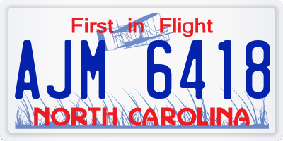 NC license plate AJM6418