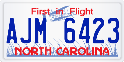 NC license plate AJM6423
