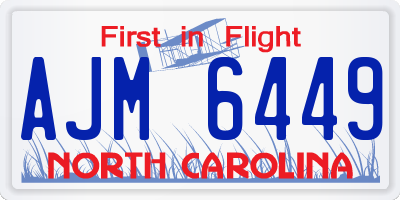NC license plate AJM6449