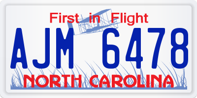 NC license plate AJM6478