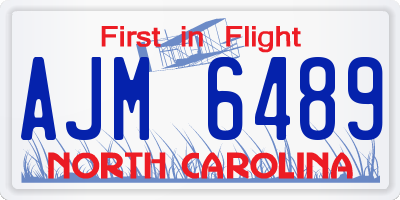 NC license plate AJM6489