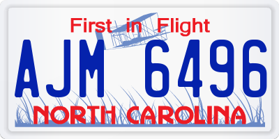 NC license plate AJM6496