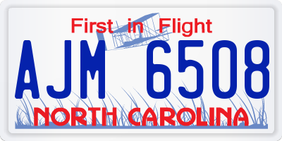NC license plate AJM6508