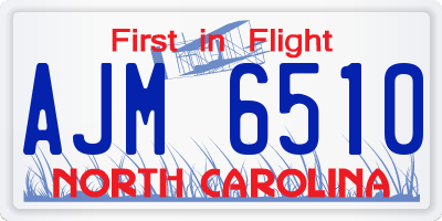NC license plate AJM6510