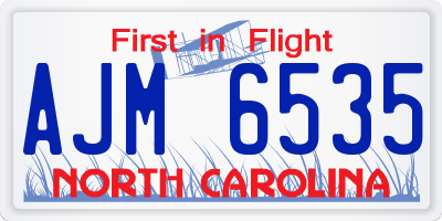NC license plate AJM6535